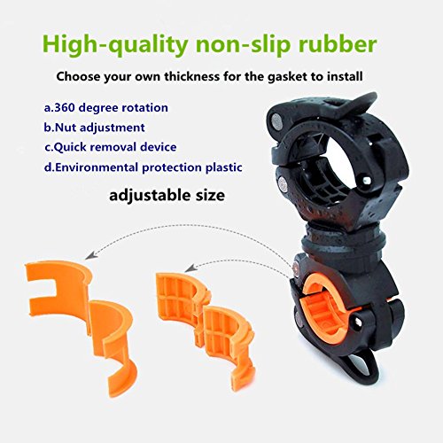 zhixie Universal 360 drehbar Fahrrad Lenker Mount LED Taschenlampe Taschenlampe Halterung Klemme Clip Grip Halterung - 3