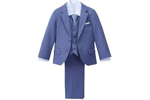Lito Angels Traje de Esmoquin Ajustado Infantil - Conjunto Formal de 5 Piezas para Bodas- Tallas 2-7 años- Azul/Verde/Rosa​