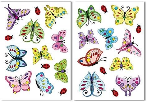Articlings 18 Art Deco Style Butterflies & 8 Ladybird Window Clings - Non-Adhesive Stickers Decorations to Brighten Your Windows