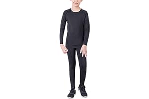 LANBAOSI Kids Boys Base Layer Thermal Long Sleeve Top and Leggings Set Compression Shirt Tights