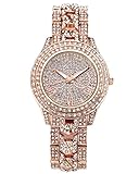 JSDDE Uhren,Luxus Elegangt Damen Armbanduhr mit Strass Glitzer Dial Damenuhr Metall-Band Ladies Dress Analog Quarzuhr (Rosegold)