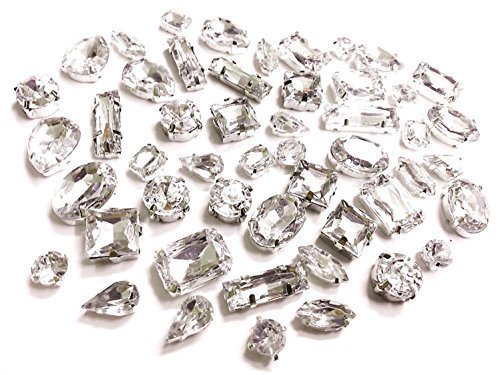 Acryl Zum aufnähen CLEAR Schimmernd Kristallen, Strasssteine, Diamante, Schneiderei, Montees - Gemischt Zufallsformen (50x)