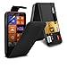 Produktbild (Schwarz) Nokia Lumia 625 Schutzfolie Faux Credit / Debit Card Leder Flip Skin Case Hülle Cover, einziehbare Touch Screen Stylus Pen & LCD Screen Protector Guard von Spyrox