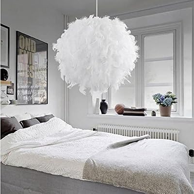 STOEX Lustre Suspension en Plumes 30 cm E27 40W Blanc