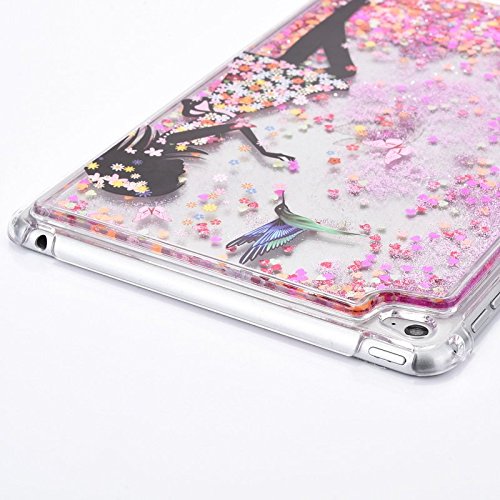 Voguecase® für Apple iPad Mini 4 hülle, Flüssig Fließende Sparkly Bling Glitzer Treibsand Quicksand (Harte Rückseite) Hybrid Hülle Schutzhülle Case Cover (Liebe Treibsand/Mädchen im bunten Kleid) + Gratis Universal Eingabestift - 6
