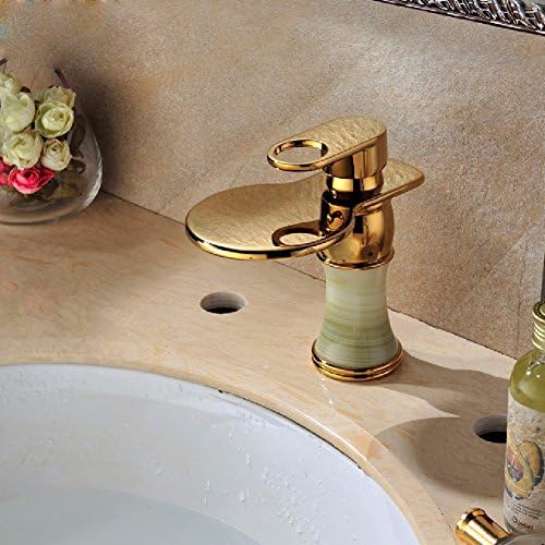 HQLCX European-style natural waterfall faucet, hot and cold brass antique gold faucet,A
