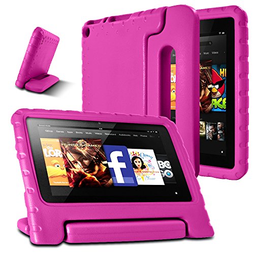AFUNTA Feuer 7 2015 Fall, geringes Gewicht Shock Proof Convertible Griffhalterung EVA Schutz Kinder-Kasten für Amazonas Feuer 7-Zoll-Display-Tablet (5. Generation - 2015 Veröffentlichung Only) -Rose Red