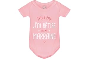 PIXEL EVOLUTION Body J'peux pas j'ai bêtise avec ma Marraine préféré Body bébé - Body humoristique et rigolo - idée cadeau naissance