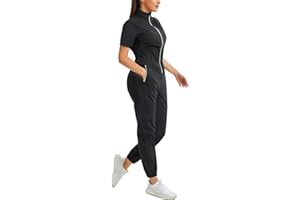 Junlan Sauna Suit for Women Sweat Jumpsuit Stand Collar Heat Catcher Shirt for Women Workout Sports