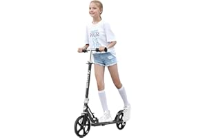 TEAMOOVE Scooter for Kids Ages 8-12,Adjustable Foldable with Carry Strap and Rear Brake|200mm Big Wheels City Scooter for Kids Ages 6+