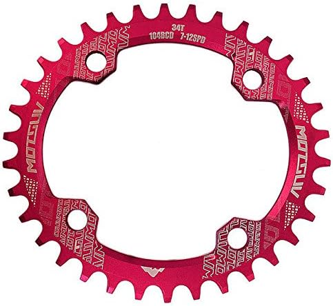 VXM 32T 34T 36T 38T Single Speed Chain Ring Fit For 9speed 10speed 11speed Crankset Narrow Wide Chainring Oval Chainwheel (RED, 34T)