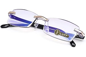 LUFF Okulary do czytania HD anty-niebieskie diamentowe cięcie krawędzi bez oprawek okulary do czytania, NIEBIESKI, 3.5x