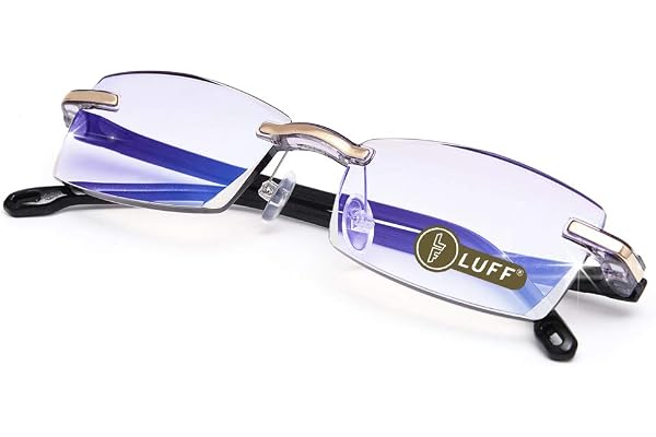 LUFF Reading Glasses Company Home Lightweight Comfortable Readers Value 2 Pack Frameless Diamond Trimming Mens/Womens