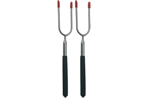 SCHWARZWOLF Utomhus LIPNO grillspett, grillgaffel, spett, utdragbar, extra lång (85 cm) grillgaffel, lägereld, teleskop, grillgafflar, lägereld, bestick, grillspett, grilltillbehör