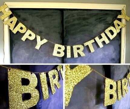 SUNBEAUTY 3 Meter Gold Glitter HAPPY BIRTHDAY Girlande Geburtstag Deko - 7