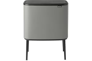 Brabantia - Bo Touch Bin 36L - Duży Kosz na Śmieci do Kuchni - Otwieranie Soft-Touch - Wyjmowane Wewnętrzne Wiadro - Antypoślizgowy - Dołączone Worki na Śmieci - Grey - 54 x 31 x 68 cm