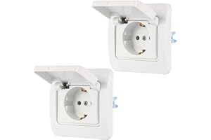 CHEVVY 2 X IP44 Enchufe empotrable 16A IP44 Enchufe empotrable de exterior con tapa para cuartos húmedos, baños, exteriores