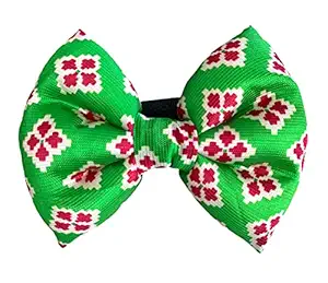 For The Fur Kids Wedding Dog Bow Tie with Traditional Print (Green)