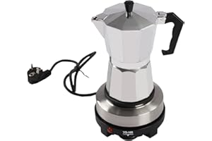 ACROSSPART Elektrische Espressomaschine, Mokkakanne mit Elektrische Heizplatte, Esspressokaffeemaschine Klein, Einstellbare Temperatur Camping Kaffeemaschine (6 Tassen)