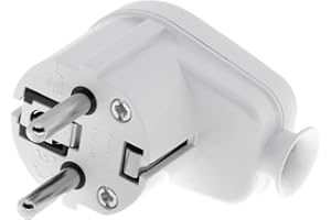 KEL Winkelstecker Uni Schuko 16A / 250V - Stecker, Schutzkontaktstecker IP20 Stromstecker, Uni Schukostecker aus Kunstoff, weiß