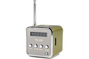 XINZHIZHU Mini Radio Small Radio Td V26 Digital Radio Mains And Battery Portable Retro Mini Speaker Music Stereo Mp3 Mp4 Player Portable Fm Pc Fashion Support Tf Card And U Disk Usb Player (Green)