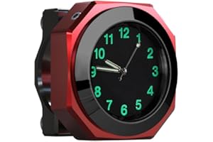 FUANA Motorcycle Watch Handlebar Bicycle Watch for Handlebars Waterproof Motorcycle Clock Aluminium Alloy (Red)