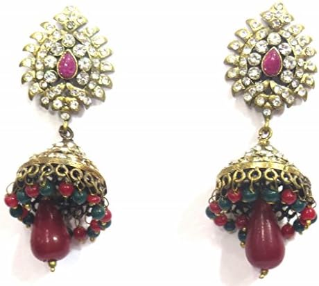 Jewelshingar Jewellery Fine Gold Plated Jhumki Earrings For Women ( 30895-ruby-panna )