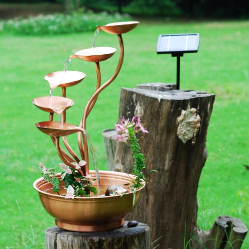 Solar Springbrunnen Teichpumpe, 2W Solarbrunnen Pumpe für Teich, Garten, Außen Wasserfall – Höhe: 0,70 m von PK Green - 6