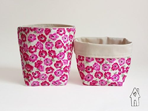 Pink Poppy Floral Mini Storage Basket or Desk Tidy, Old Flour House