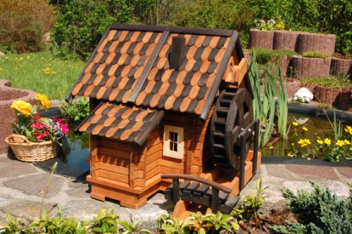 Wunderschöne große Wassermühle aus Holz im blockhausstil mit Holzschindeldach - 5
