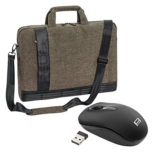 PEDEA Notebooktasche "Fancy" für 17,3 Zoll (43,9cm) mit Schultergurt und Maus, beige