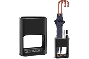 Penbinmall Schirmständer, Regenschirmständer mit Abnehmbarer Abtropfschale, Kunststoff Regenschirm Halter für Lange/Kurze Regenschirme, Zuhause Drinnen Schirmhalter-schwarz