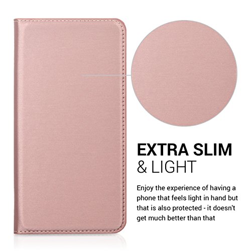 kwmobile Funda para Samsung Galaxy A5  2016  - Carcasa con  Tapa Tipo Libro  para m  vil - Case Protector en  Oro Rosa 