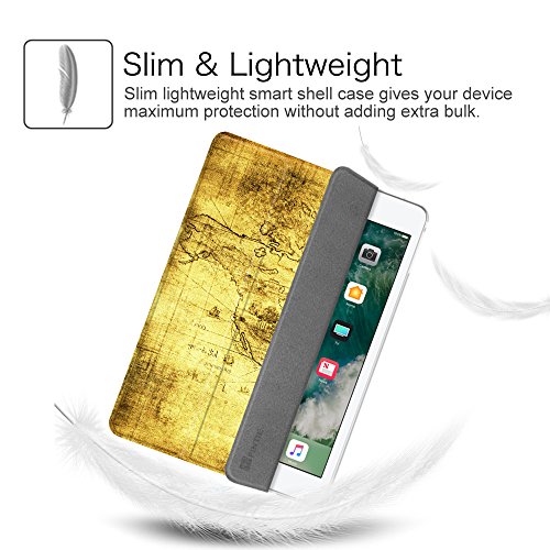Fintie iPad 9.7 Zoll 2017 Hülle – Ultra Slim Superleicht Schutzhülle mit Lichtdurchlässig Rückseite Abdeckung Smart Cover Case Tasche mit Auto Schlaf / Wach und Standfunktion für Apple iPad 2017 Neue Modell, Weltkarte Antik - 4