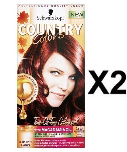 Schwarzkopf Country Colors Hair Dye Colours Col 58 Grand Canyon Copper Red X 2 Packs