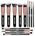 Premium 14 Pcs Synthetic Foundation Powder Concealers Eye Shadows Silver Black Makeup Brush Sets(Rose Golden)