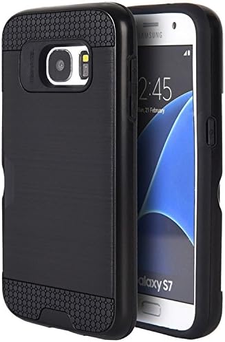 SLectionAccess Hybrid Card Holder TPU Skin Wallet Case for Samsung Galaxy S7 - Retail Packaging - Black