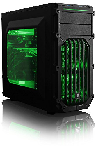 VIBOX Centre 4S Gaming PC – 4,0GHz AMD FX Quad-Core Prozessor, GTX 1050 GPU, Super, Desktop Gamer Computer mit Spielgutschein, Grün Innenbeleuchtung, lebenslange Garantie* (3,8GHz (4,0GHz Turbo) Superschneller AMD FX 4300 Quad-Core Prozessor CPU, Nvidia GeForce GTX 1050 2GB Grafikkarte GPU, 16GB DDR3 1600MHz RAM, 1TB (1000GB) SATA III HDD 7200rpm Festplatte, Raijintek Aidos Air CPU Kühler, 400W 85+ Netzteil, Corsair Carbide Spec-03 LED Gaming Gehäuse, AM3+ Mainboard, Ohne Windows Betriebssystem) - 3