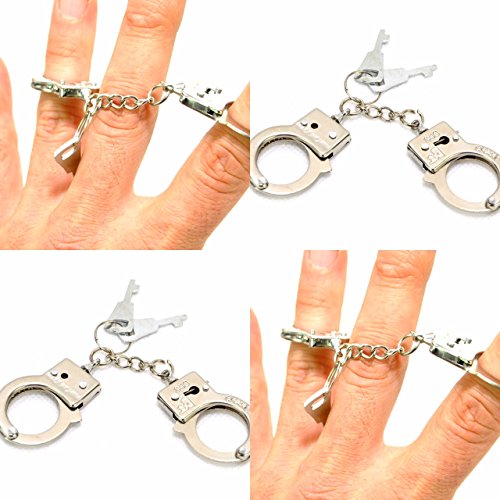Preisvergleich Produktbild 4 X Mini Handschellen Fingerhandschellen Metall mit Schlüssel