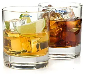 Syanka Round Whiskey Glasses Set of 4, Clear, 310ml, Drinking Whisky Glass