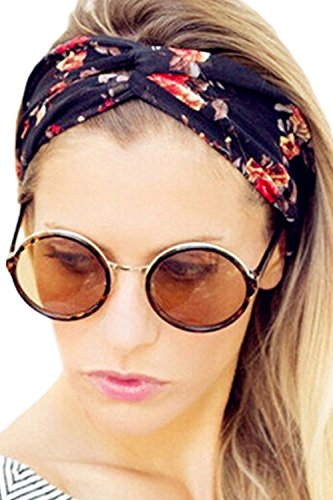 Sevozimda Le Donne Fascia Floreale in Stile Bohemienne Croce 1 Confezione con Fascia per Capelli in Testa Marina One Size
