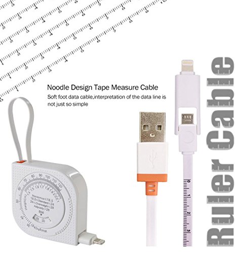 Multifunktions Aufladekabel, Blueidea® 2 in 1 Maßband USB Kabel, Micro USB + 8 Pin Ladekabel Kabel Datenkabel für iPhone & Android Smartphone, iPhone 6S / 6 Plus, OnePlus, Samsung, Sony, Huawei, usw - 3