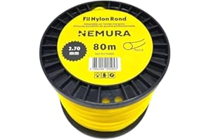 Nemura Fil Débroussailleuse Rond Ø: 2,70mm, L: 80m - Compatible avec d'autres marques - Haute durabilité - Qualité professionnelle - Marque Française