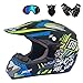 Produktbild QYTK® Serie RT-329 Motorradhelm herren, Open Face Motocross Helm Ski Motocross Off-Road Quad Enduro Motorrad Integralhelm mit Brille Maske Schutzbrille,S54~55CM