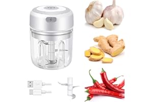 Broyeur d'ail Broyeur gingembre chili 250ML Outil purée viande légumes Cuisine (White)