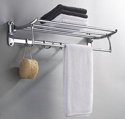 XYQX Wall-mounted Bathroom Towel Rack Stainless Steel Foldable Movable Rack With Hook 60 * 20 * 15cm