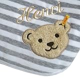 Babydecke mit Ihrem Wunsch-Namen bestickt grau / weiß 90 x 60 cm Steiff Collection 2890 - 2