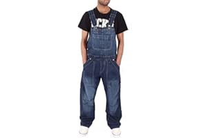 Lawawa Herren Denim Latzhose Jeans Overalls Retro Jumpsuit Loose Hosenanzug Jeanslatzhose Cargo Jeans Hosenanzug