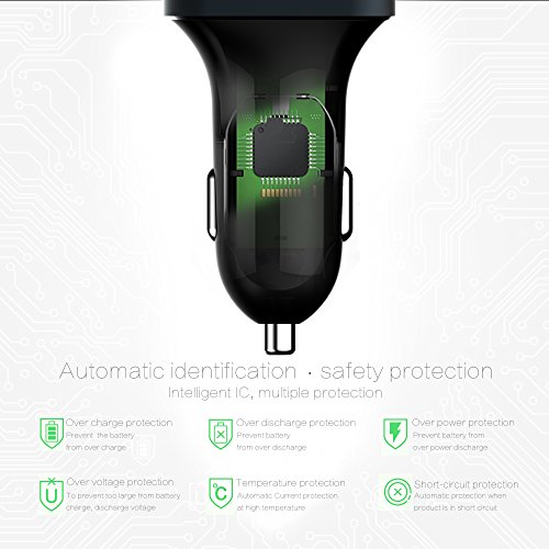 Cargador de coche    7 2A 36W  3 Ports Multi-port Fast-speed USB Car Charger for Apple iPhone  iPad  iPod  and Android Device