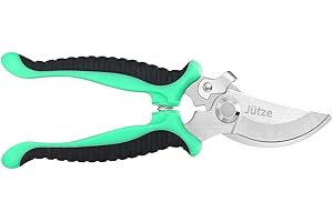 Jütze Gartenschere für Sträucher & Blumen,Rostfreie Edelstahl-Klinge, Leicht & Ergonomisch,Sicher mit Klingensperre,Beidhändig bedienbar,Länge 19cm